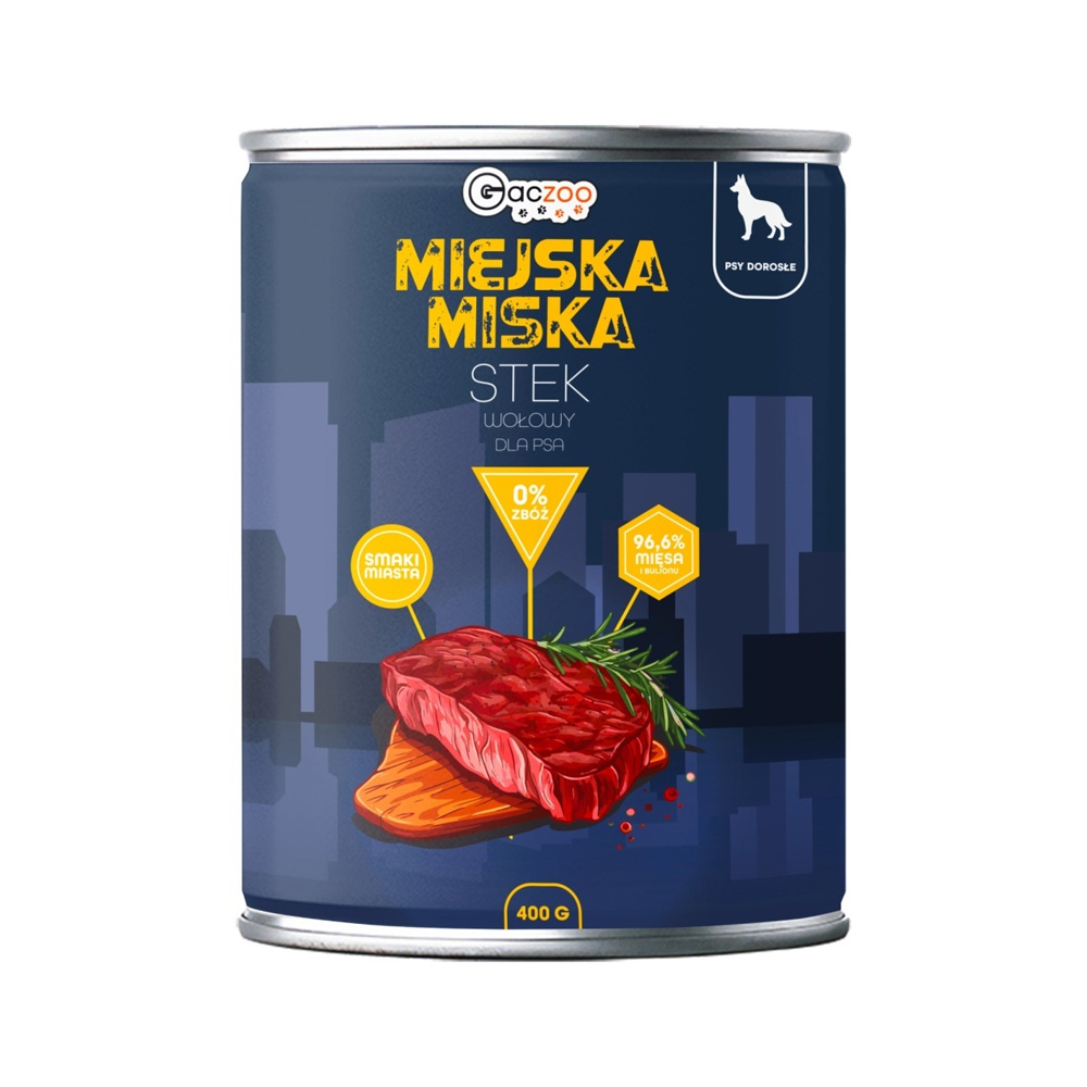 Gaczoo Miejska Miska karma mokra dla psa Stek wołowy Style 400g